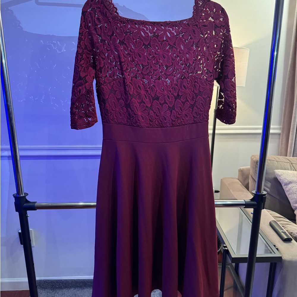 Elegant Burgundy Lace Dress